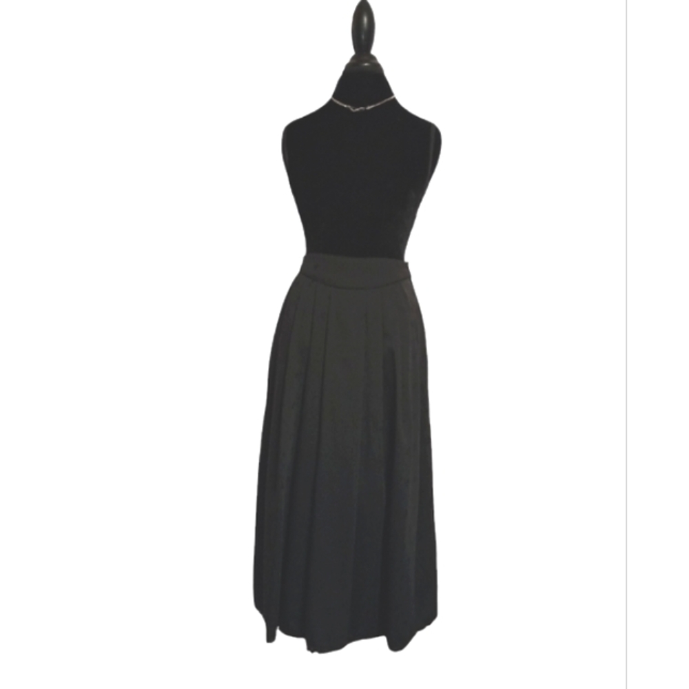 Wool Black Pleated Skirt Fully lined Pockets Vintage Sz 6 - Picture 8 of 16